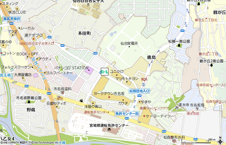 眼鏡市場　仙台市名坂(00723)付近の地図